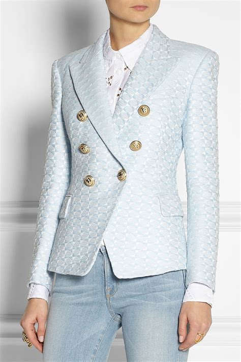 replica balmain jacket leahter|balmain tweed blazer.